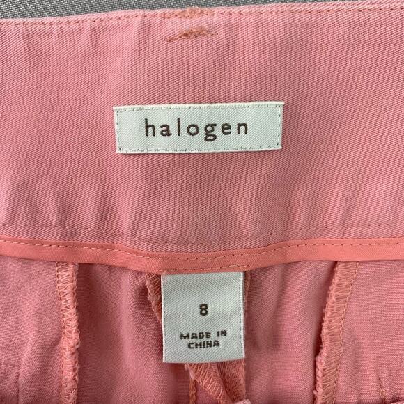 Halogen Cropped Capri Pants Wide Leg Womens 8 Peach Stretchy Mid Rise Cuff Hem - Picture 11 of 12